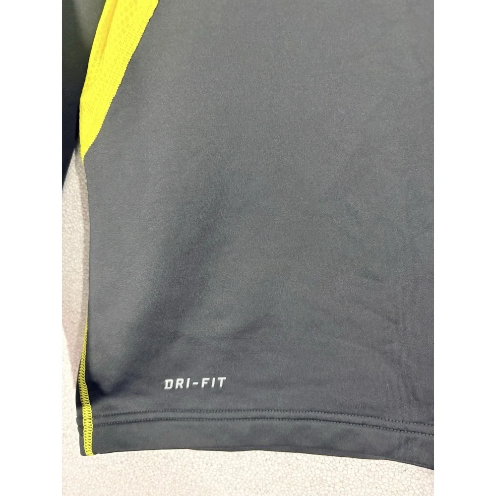 NIKE PRO Combat Hyperwarm Dri-Fit Base Layer Shirt Sz XL Gray Yellow Fitted - Picture 3 of 12